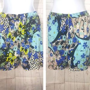Abstract Blue Butterfly Floral Bike Shorts